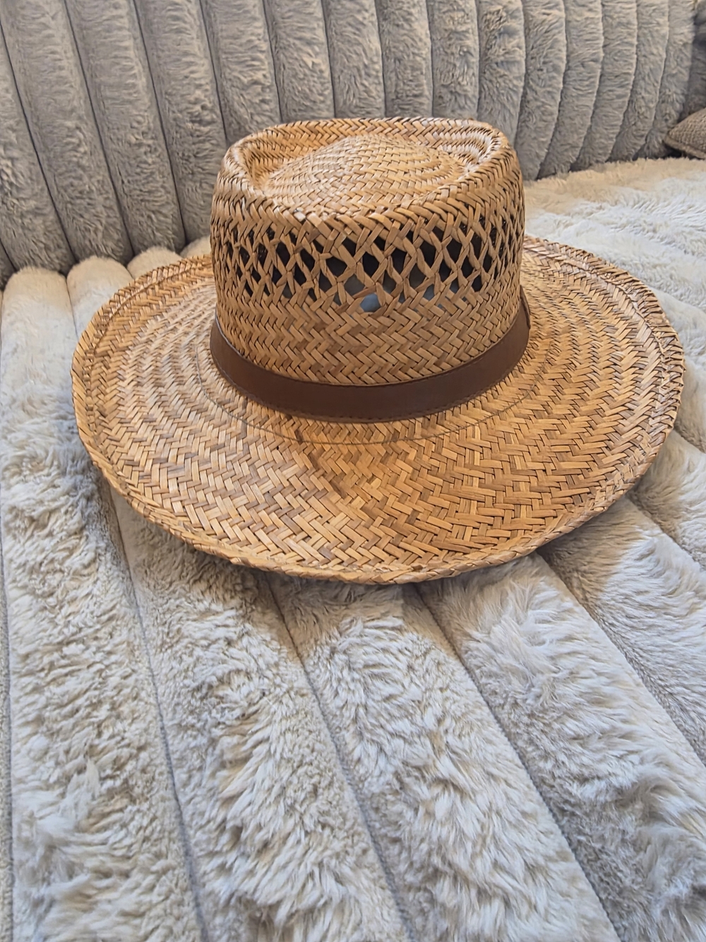 DPC Woven Straw Sun Hat with Brown Band